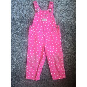 OSH KOSH BGOSH PINK OVERALLS WITH HEARTS SIZE 18 MONTHS PREOWNED